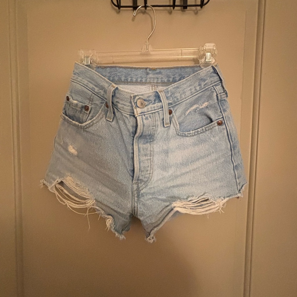 Levi's Light Blue Distressed Jean Shorts